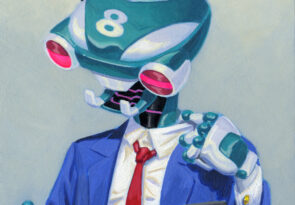 shanepatrickwhite, acrylic, popsurrealism, robots, retrofuturism, criminal kind