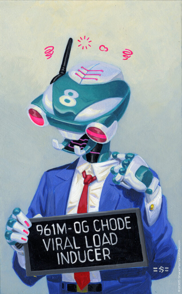 shanepatrickwhite, acrylic, popsurrealism, robots, retrofuturism, criminal kind