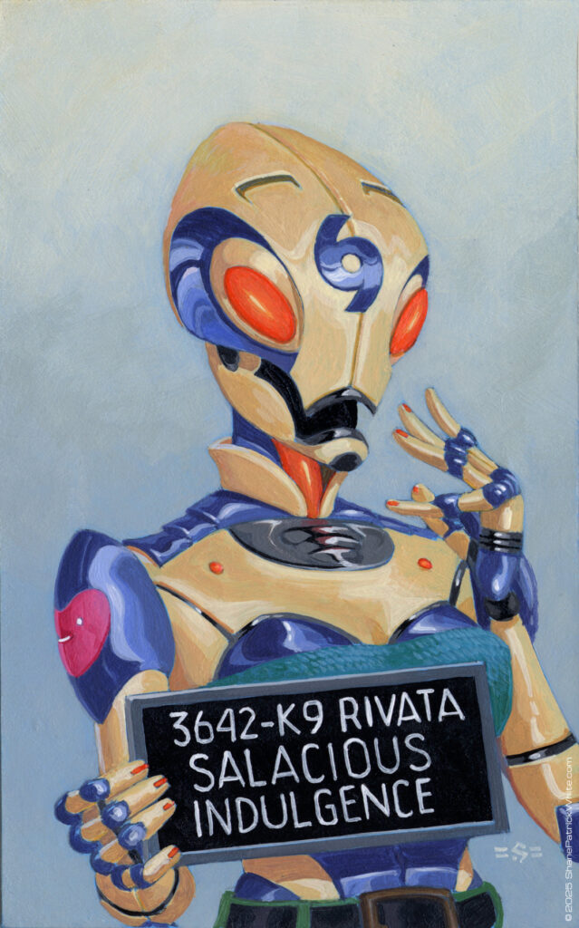 shanepatrickwhite, acrylic, popsurrealism, robots, retrofuturism, criminal kind