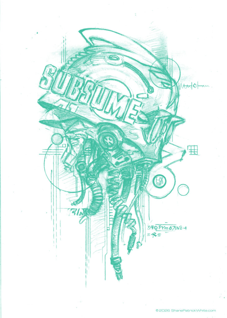 shanepatrickwhite, acrylic, popsurrealism, robots, retrofuturism, trophy room, wip